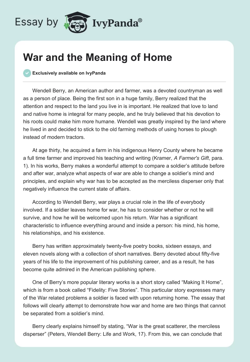 War and the Meaning of Home. Page 1