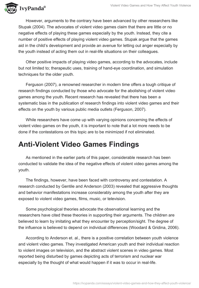 Violent Video Games and How They Affect Youth Violence. Page 3