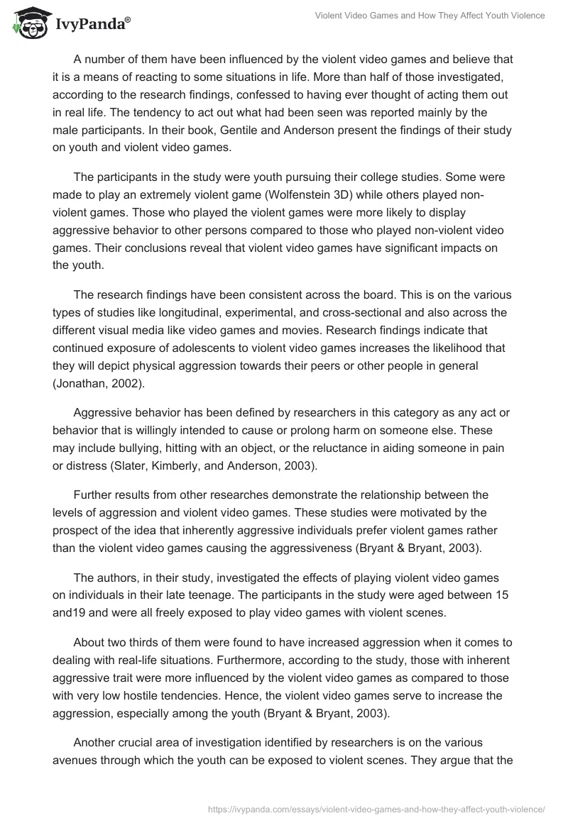 Violent Video Games and How They Affect Youth Violence. Page 4