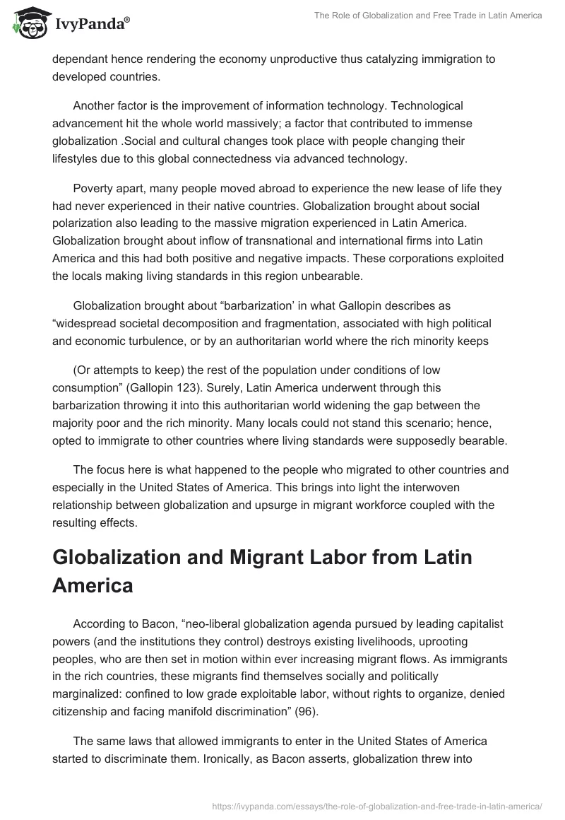 The Role of Globalization and Free Trade in Latin America. Page 3