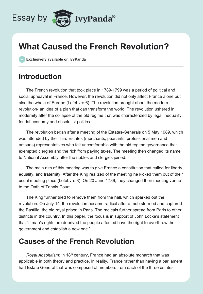 What Caused the French Revolution?. Page 1