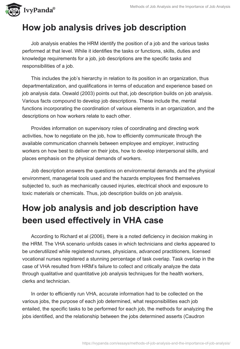 Methods of Job Analysis and the Importance of Job Analysis. Page 3