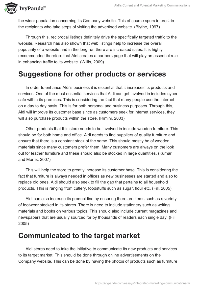 Aldi's Current and Potential Marketing Communications. Page 5