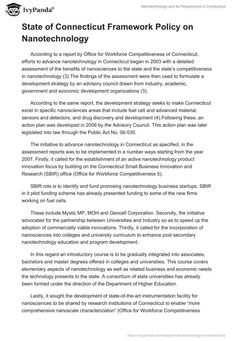 Nanotechnology and its Perspectives in Connecticut. Page 2