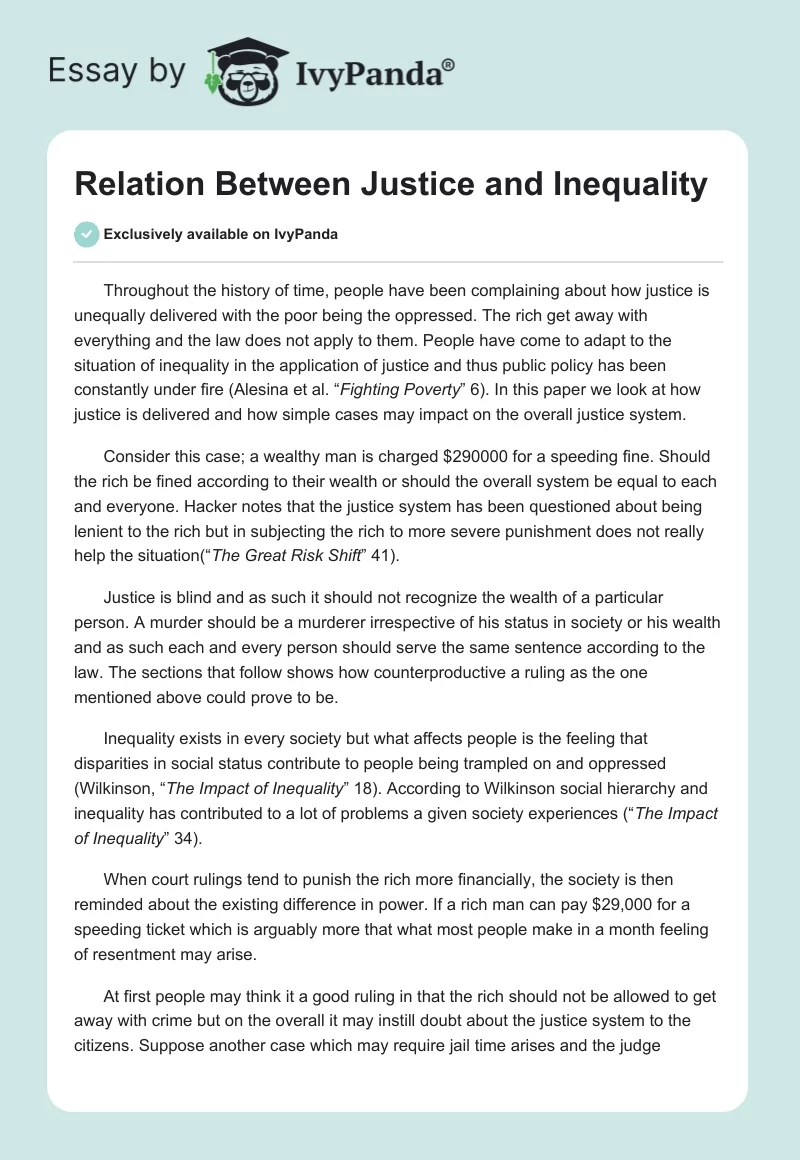 Relation Between Justice and Inequality. Page 1