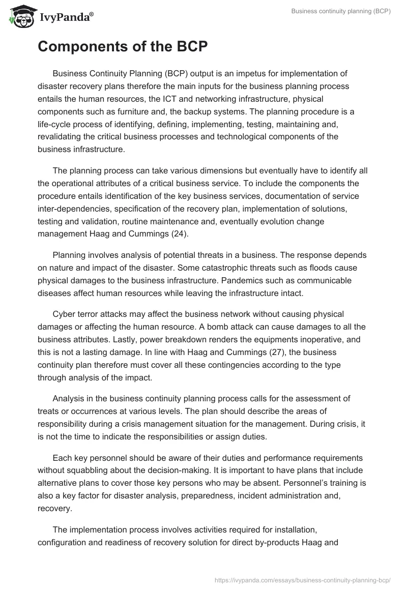 Business continuity planning (BCP). Page 2