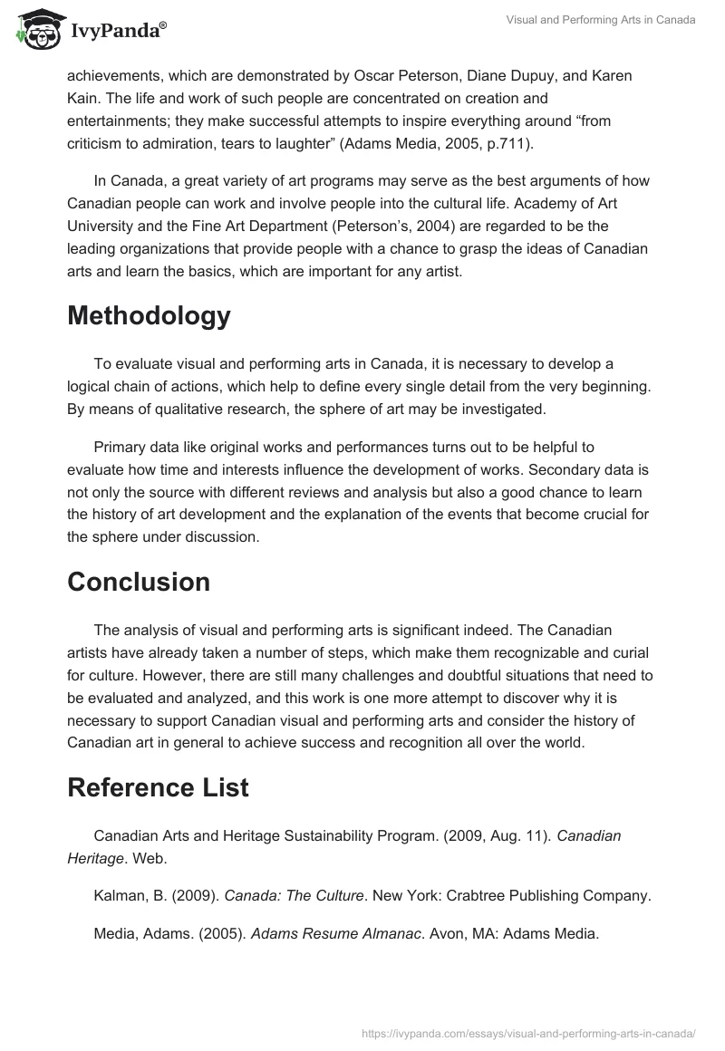 Visual and Performing Arts in Canada. Page 2