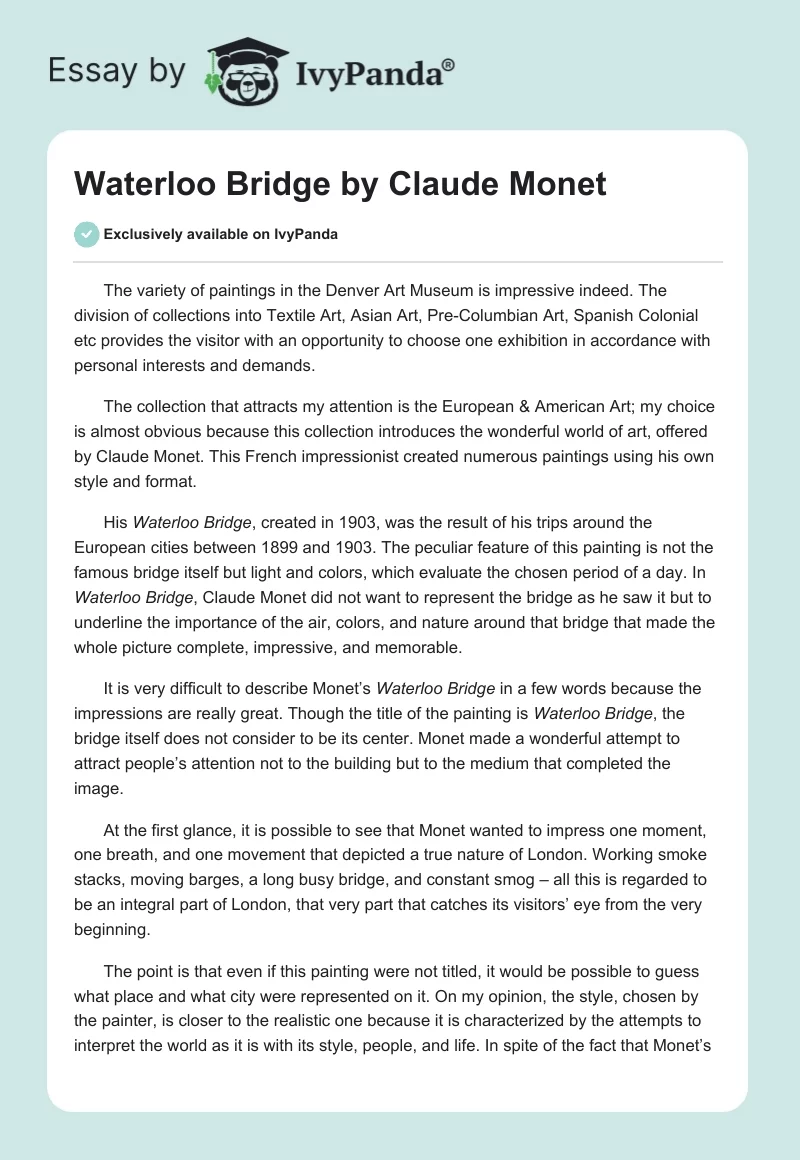 Waterloo Bridge by Claude Monet. Page 1