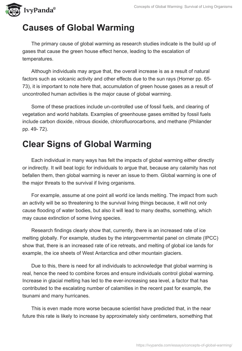 Concepts of Global Warming: Survival of Living Organisms. Page 2