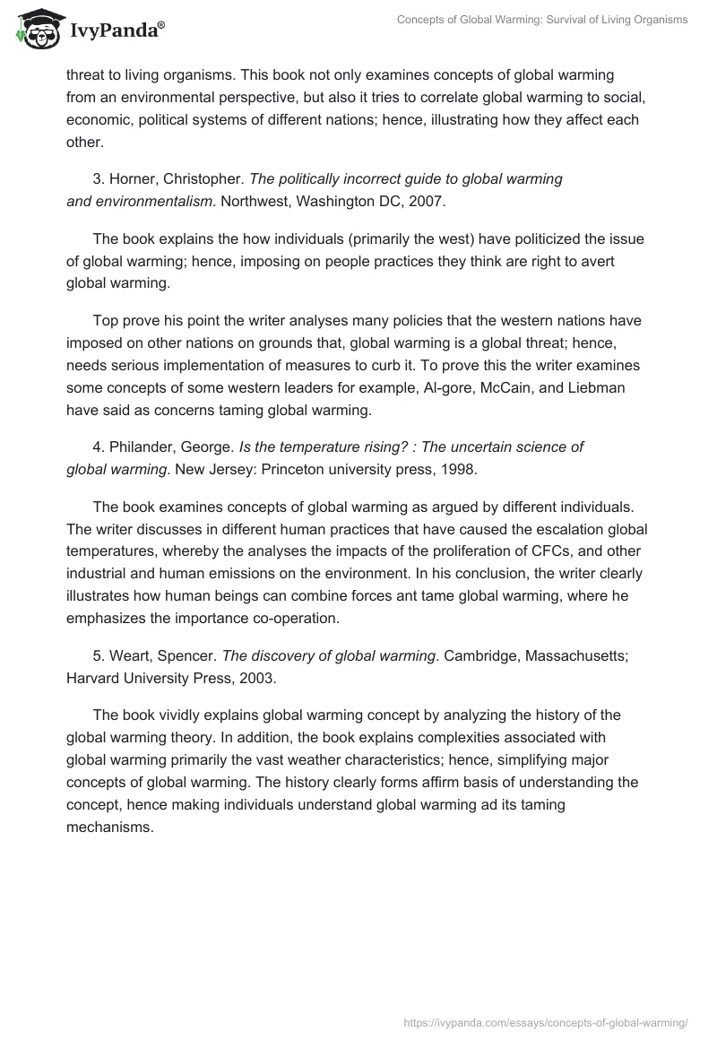 Concepts of Global Warming: Survival of Living Organisms. Page 5