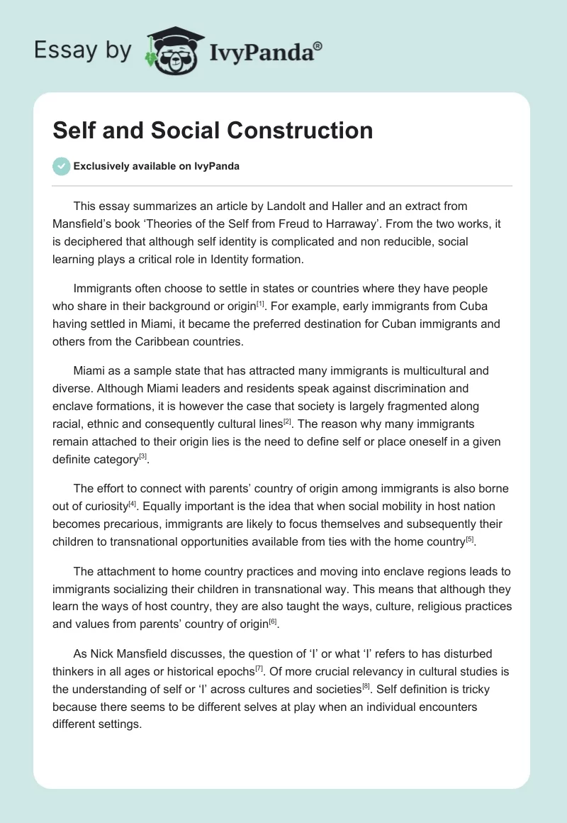 Self and Social Construction. Page 1