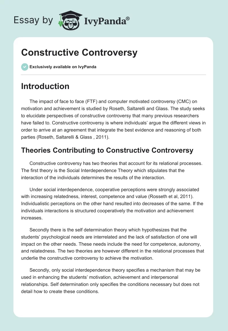 Constructive Controversy. Page 1