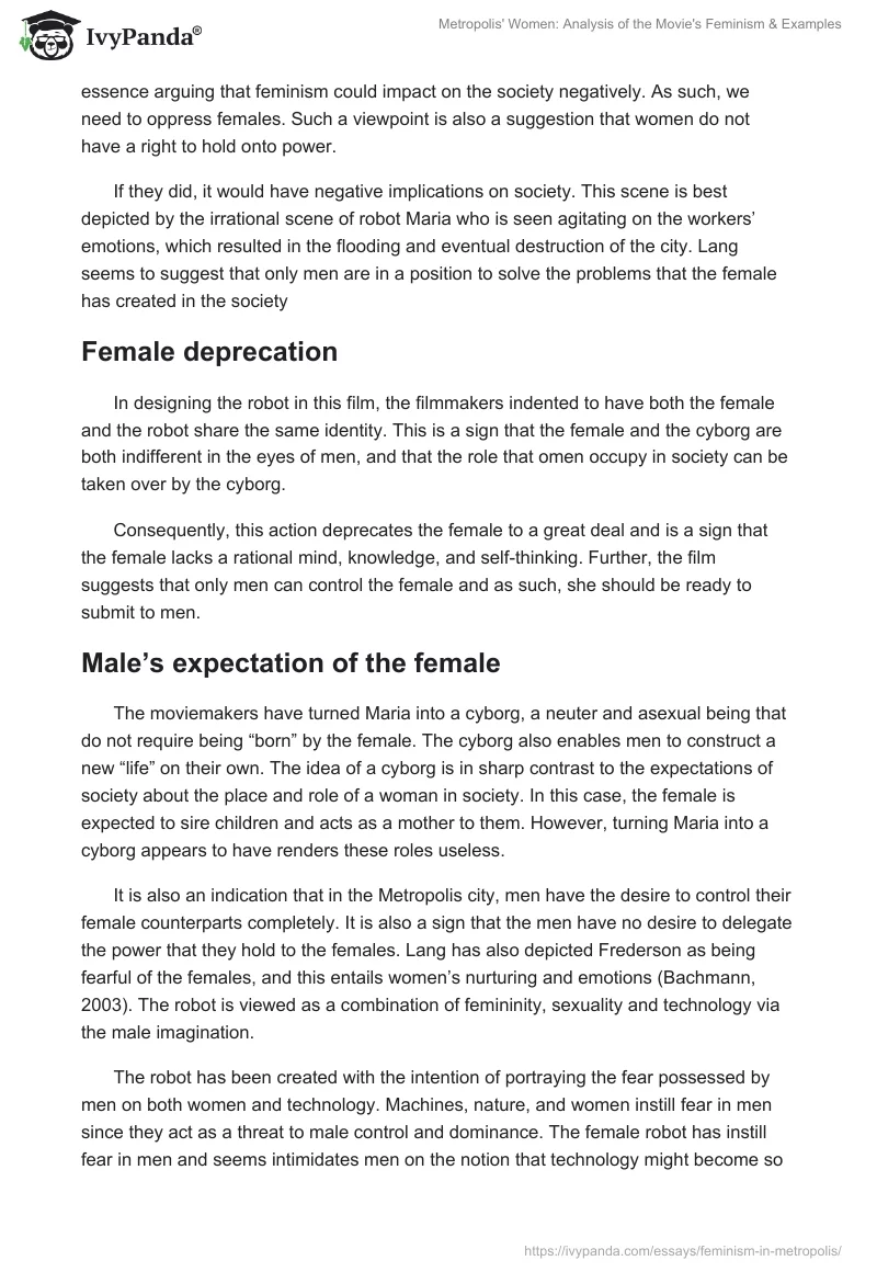 Metropolis' Women: Analysis of the Movie's Feminism & Examples. Page 3