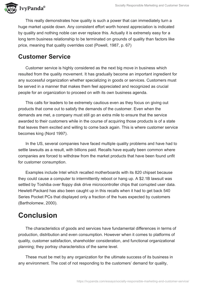 Socially Responsible Marketing and Customer Service. Page 3