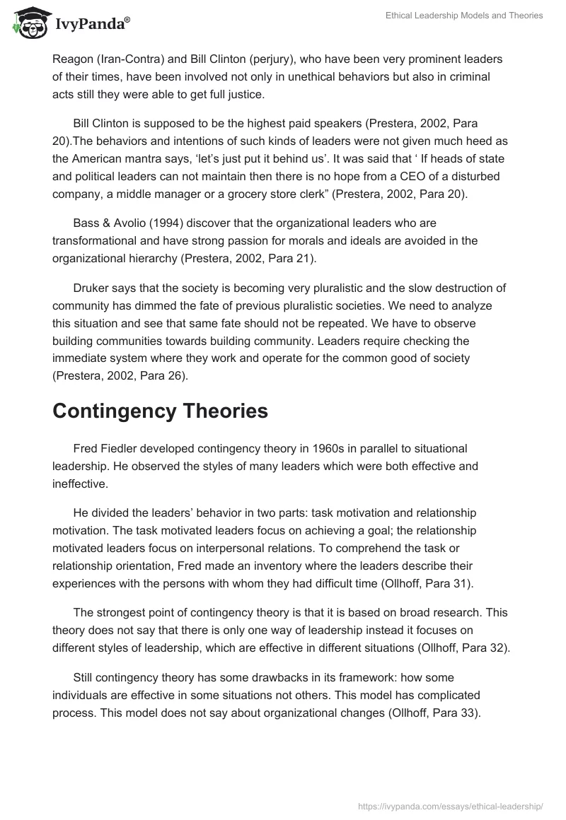 Ethical Leadership Models and Theories. Page 2