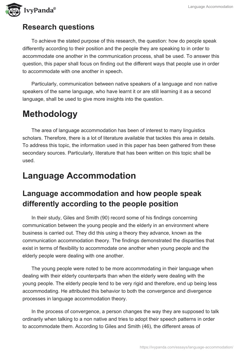 Language Accommodation. Page 2