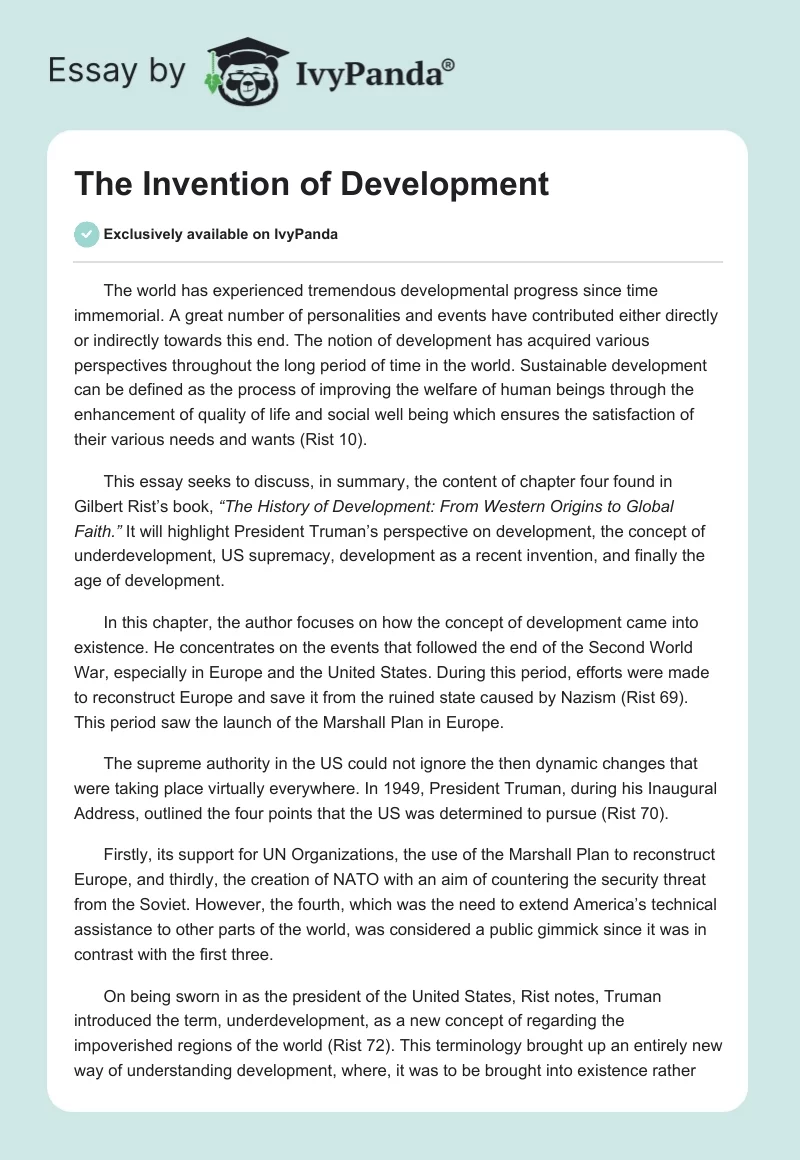 The Invention of Development. Page 1