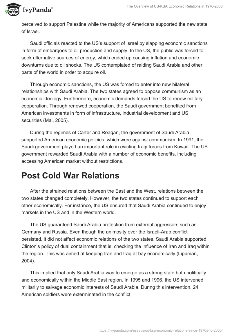 The Overview of US-KSA Economic Relations in 1970-2000. Page 3