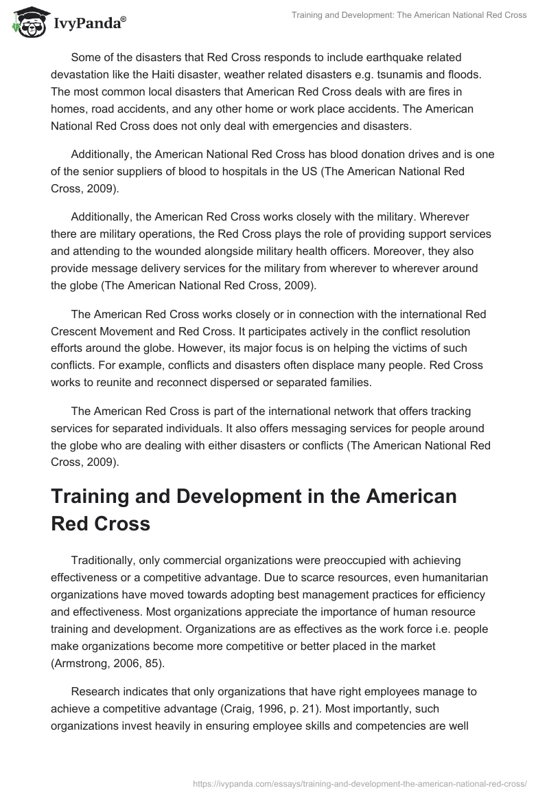 Training and Development: The American National Red Cross. Page 2