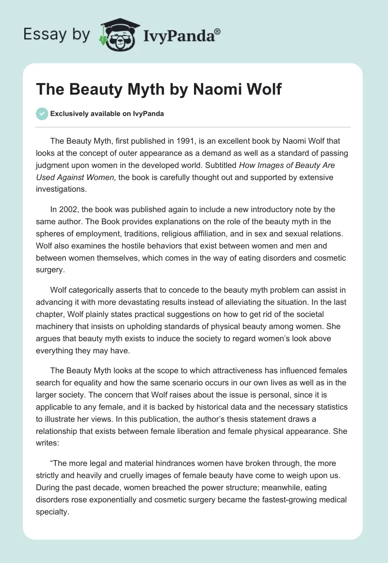 The Beauty Myth by Naomi Wolf. Page 1