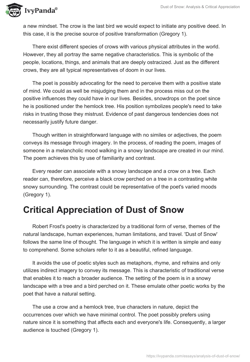 Dust of Snow: Analysis & Critical Appreciation. Page 2