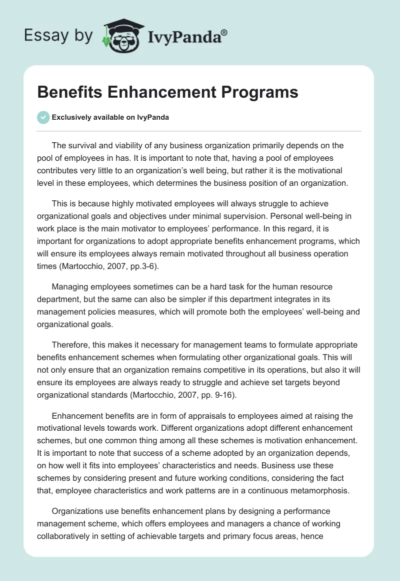 Benefits Enhancement Programs. Page 1