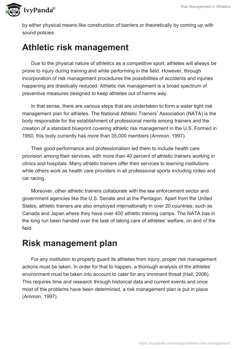 Risk Management in Athletics. Page 2