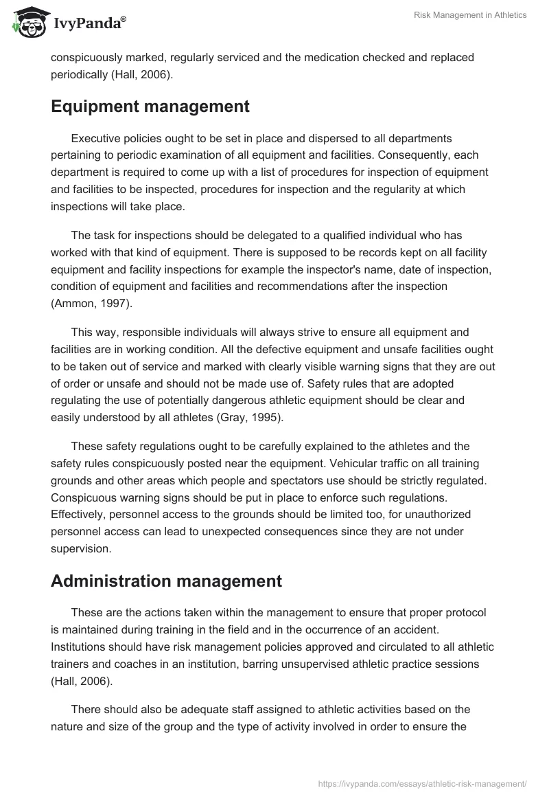 Risk Management in Athletics. Page 4