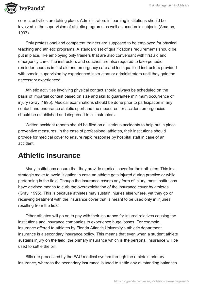 Risk Management in Athletics. Page 5