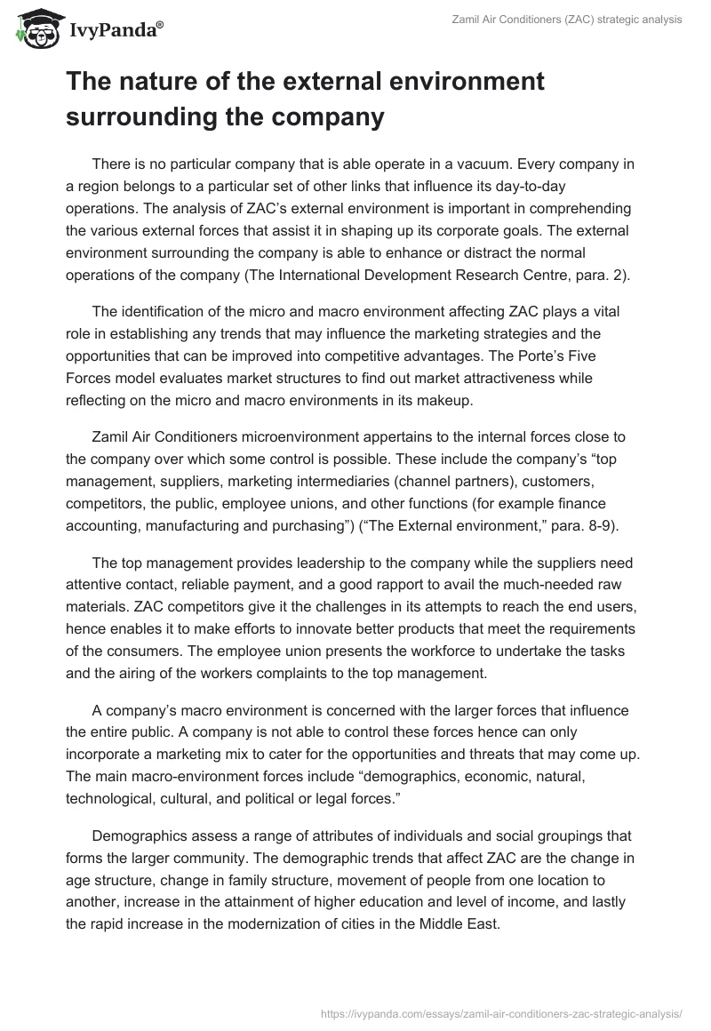 Zamil Air Conditioners (ZAC) strategic analysis. Page 5