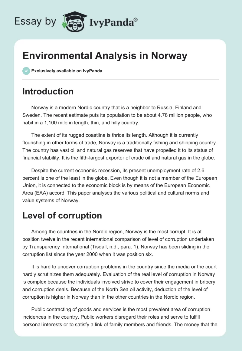 Environmental Analysis in Norway. Page 1