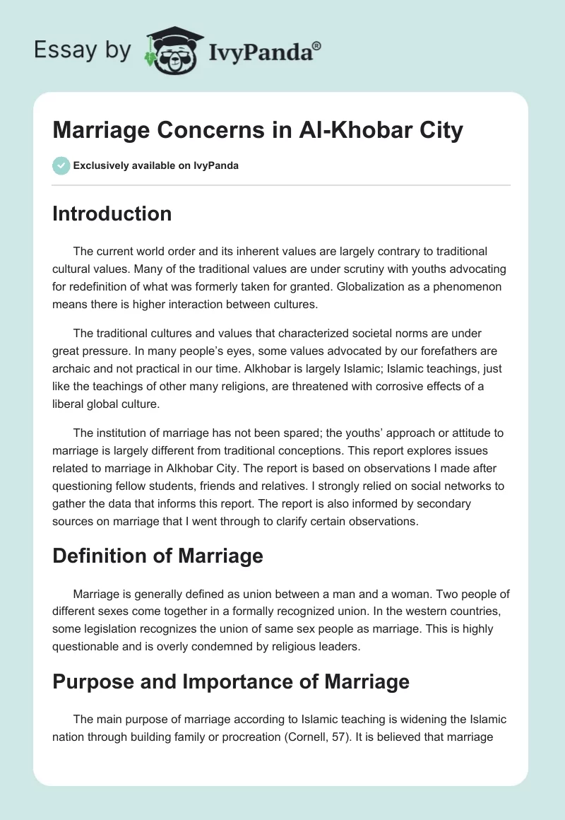 Marriage Concerns in Al-Khobar City. Page 1