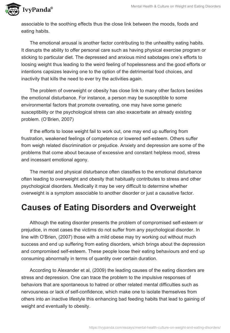 Mental Health & Culture on Weight and Eating Disorders. Page 2
