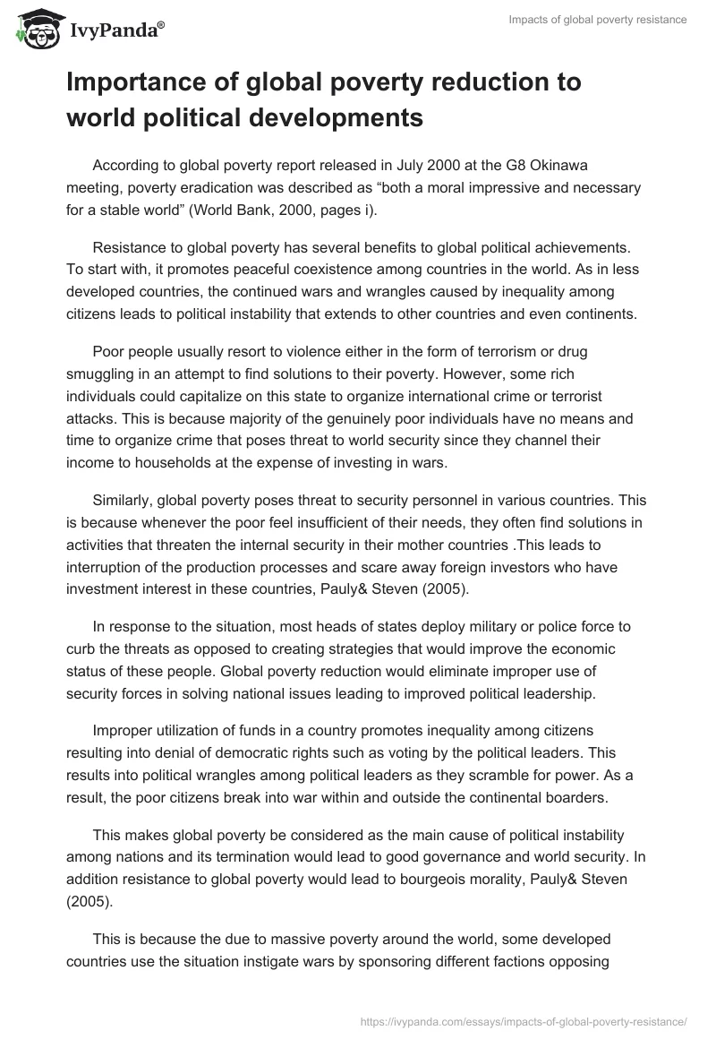 Impacts of Global Poverty Resistance. Page 2