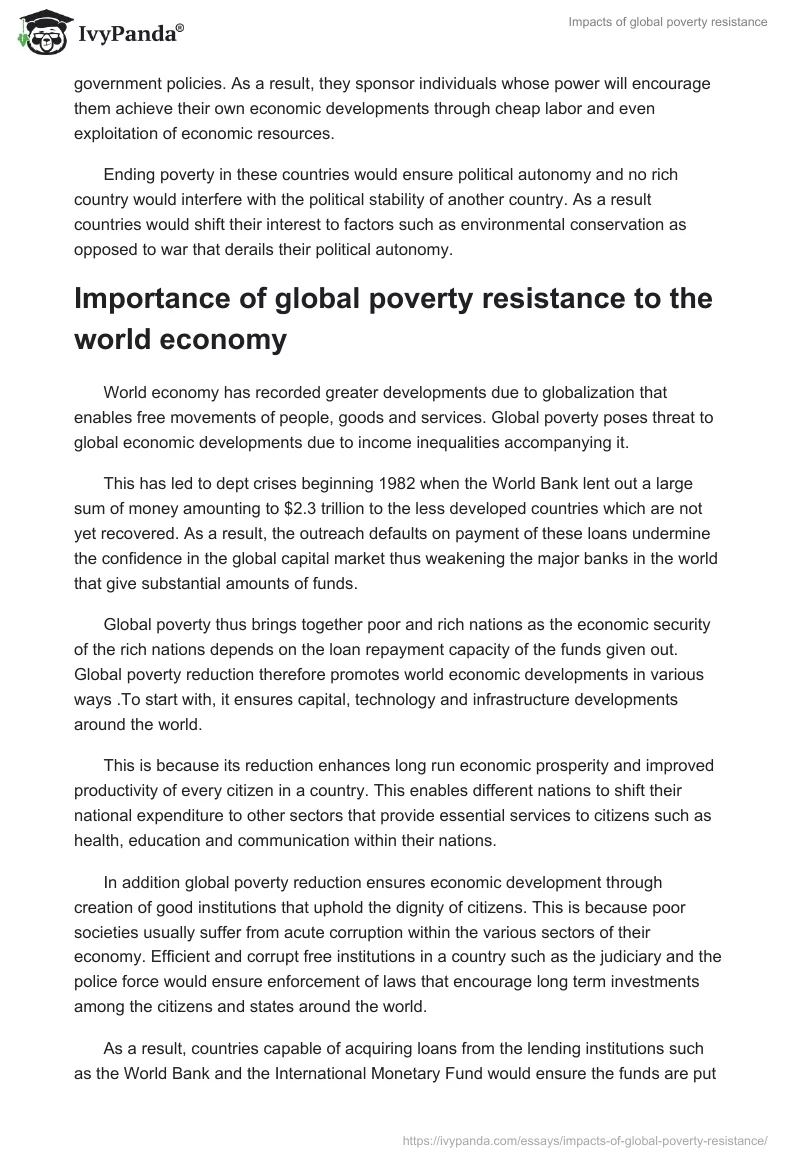 Impacts of Global Poverty Resistance. Page 3