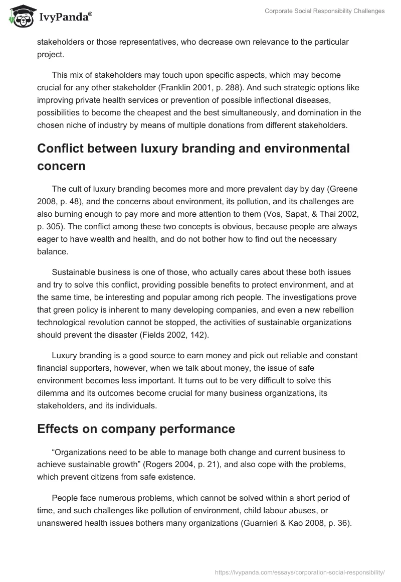 Corporate Social Responsibility Challenges. Page 2