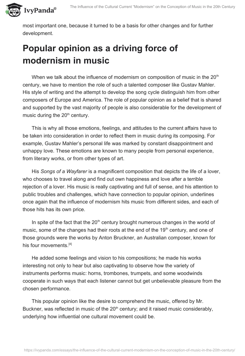 The Influence of the Cultural Current “Modernism” on the Conception of Music in the 20th Century. Page 3