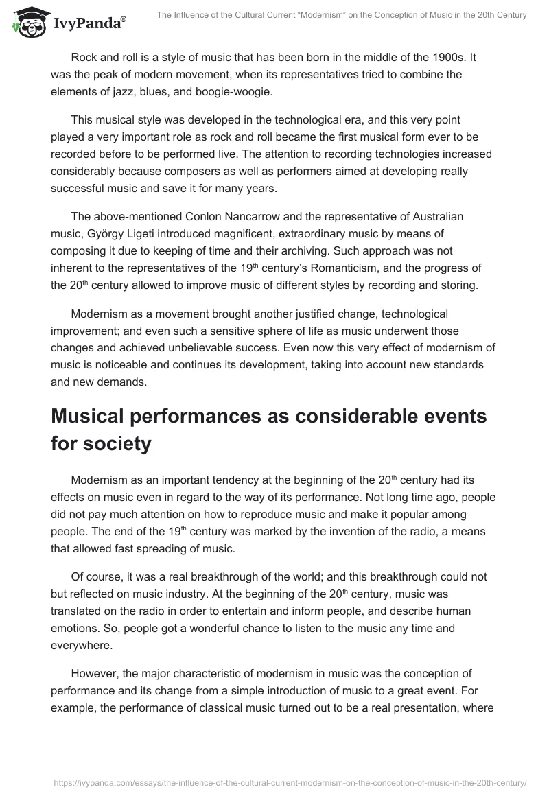The Influence of the Cultural Current “Modernism” on the Conception of Music in the 20th Century. Page 5