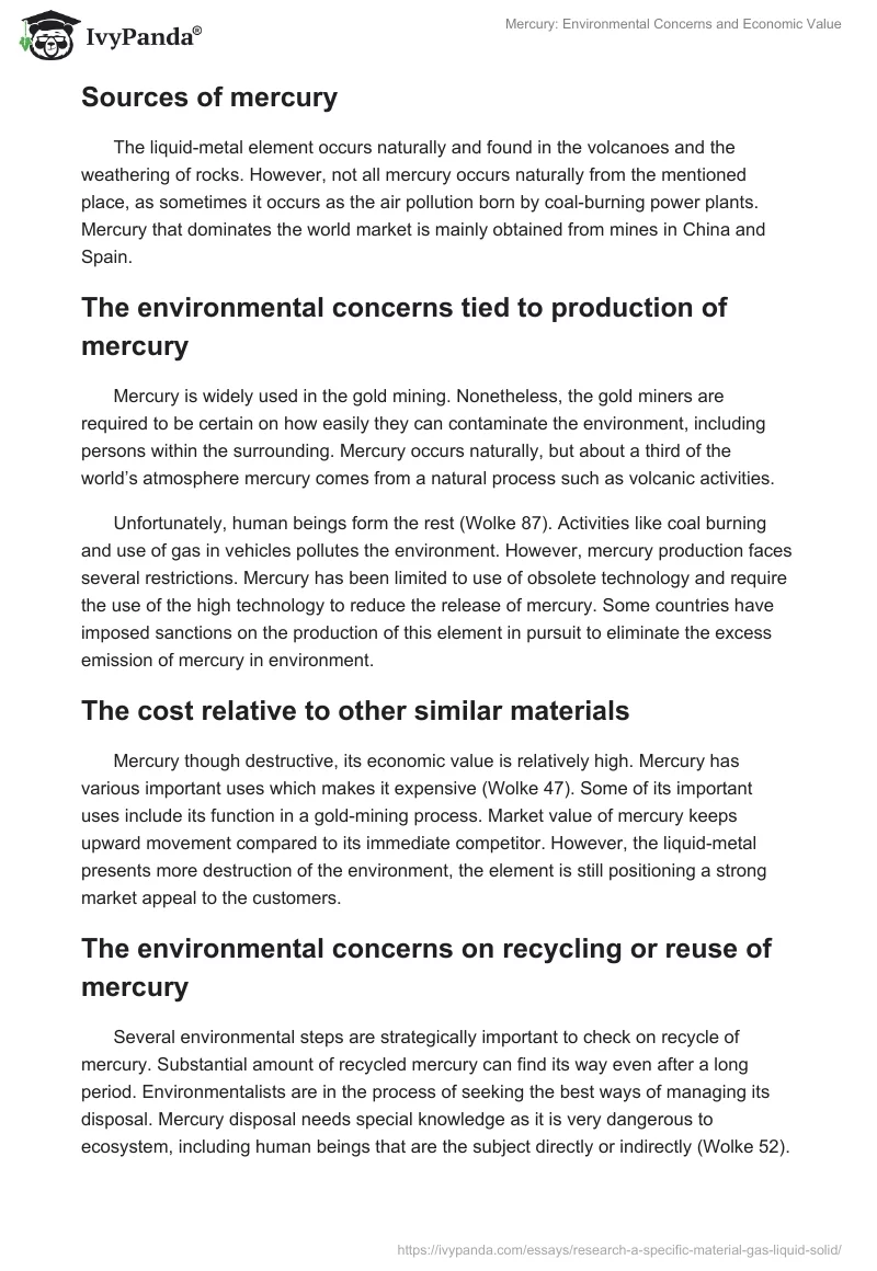 Mercury: Environmental Concerns and Economic Value. Page 2