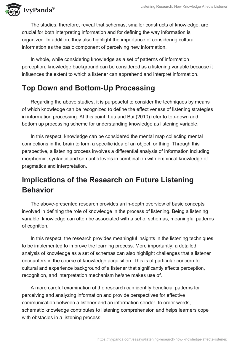 Listening Research: How Knowledge Affects Listener. Page 3