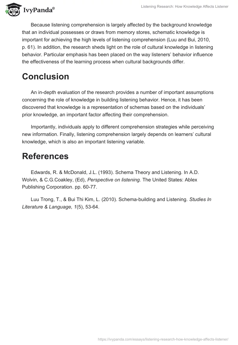 Listening Research: How Knowledge Affects Listener. Page 4