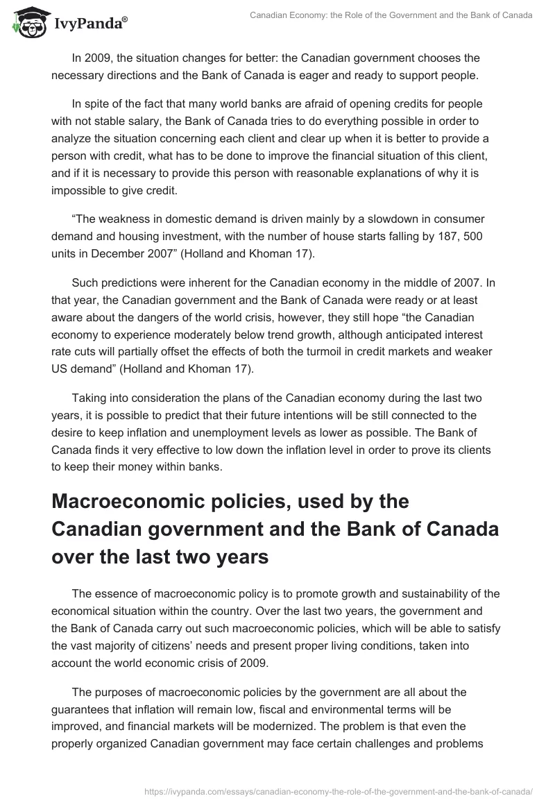 Canadian Economy: the Role of the Government and the Bank of Canada. Page 3