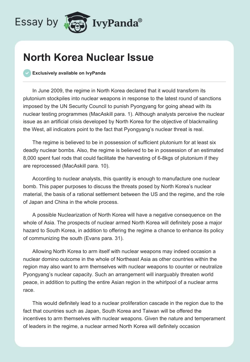 North Korea Nuclear Issue. Page 1