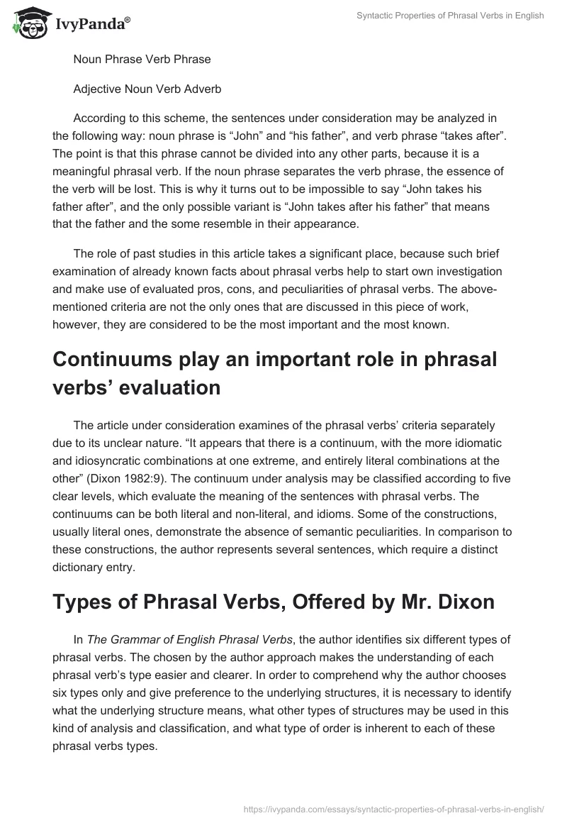 Syntactic Properties of Phrasal Verbs in English. Page 3