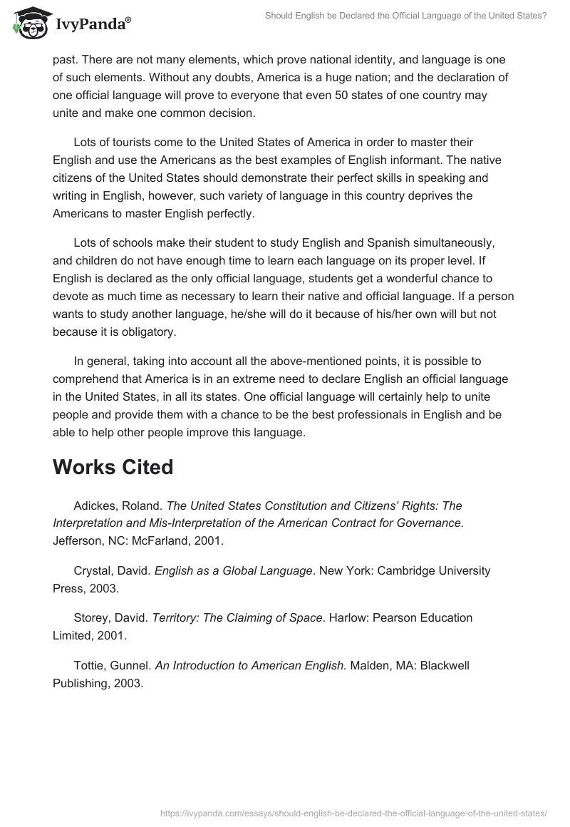 Should English be Declared the Official Language of the United States?. Page 2
