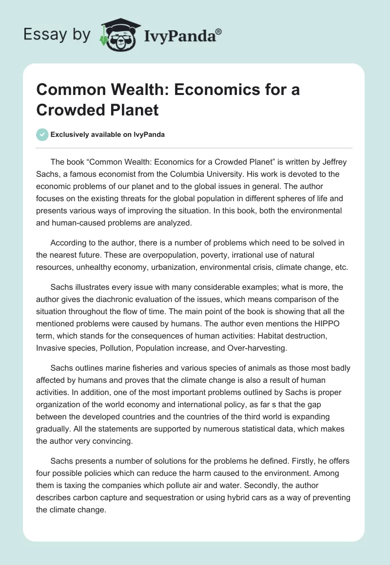 Common Wealth: Economics for a Crowded Planet. Page 1
