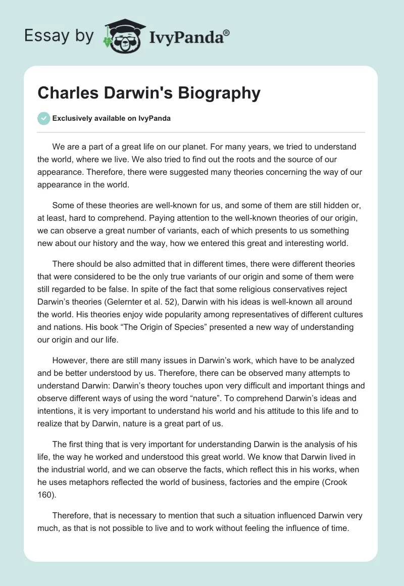 Charles Darwin's Biography. Page 1