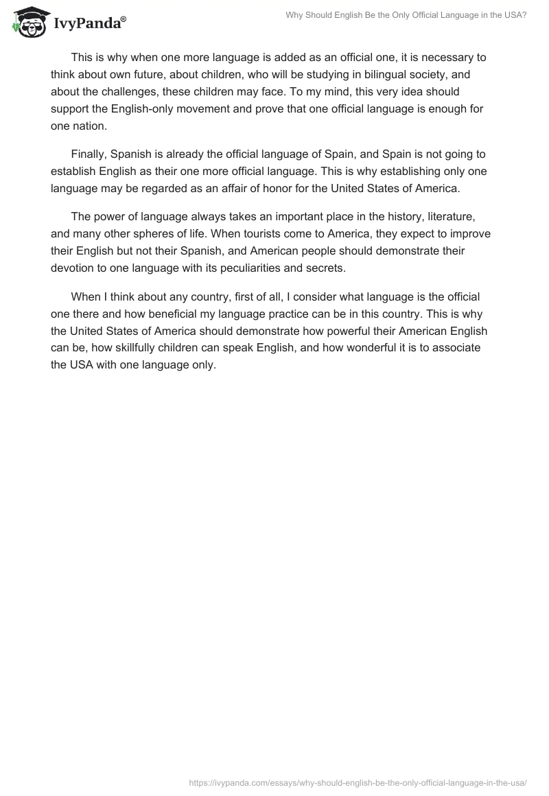 Why Should English Be the Only Official Language in the USA?. Page 2