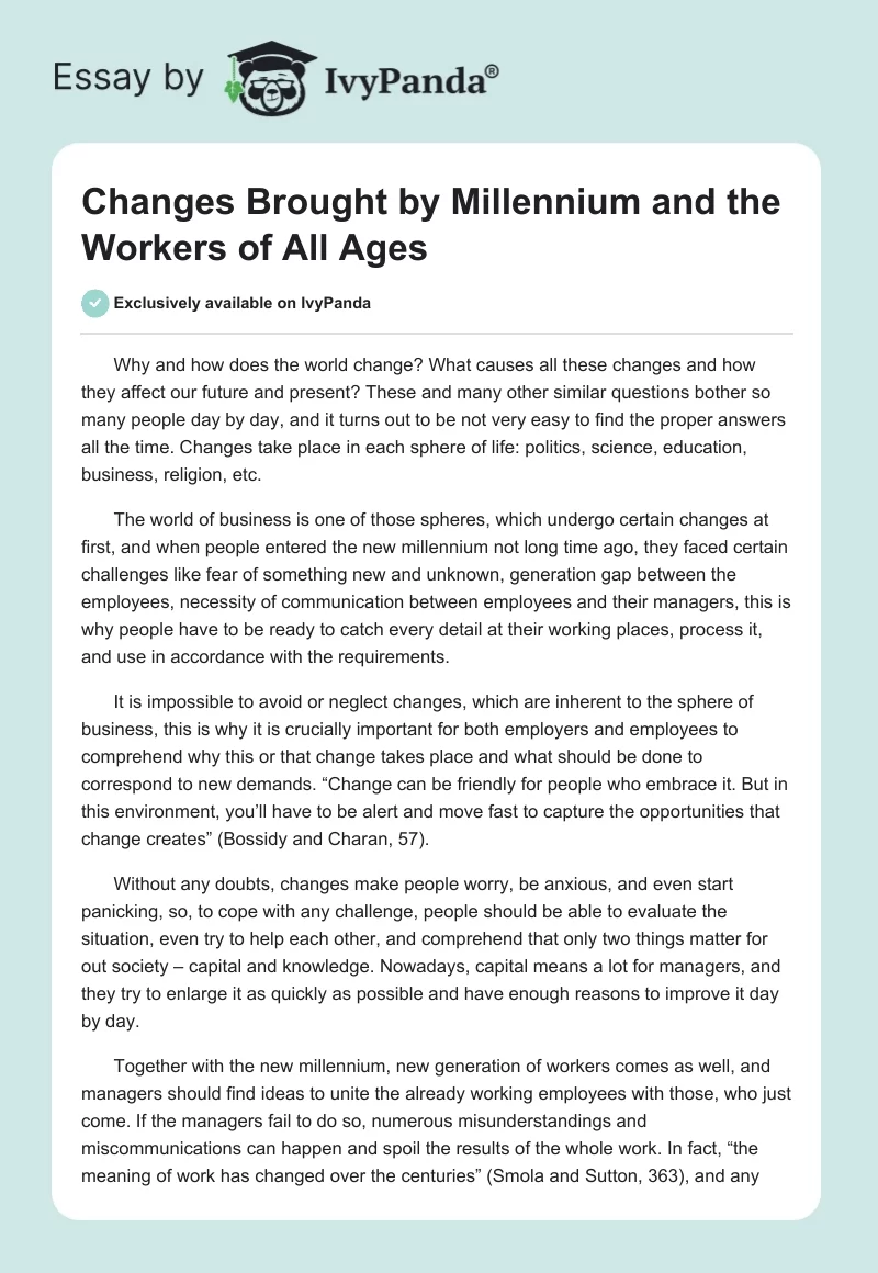 Changes Brought by Millennium and the Workers of All Ages. Page 1