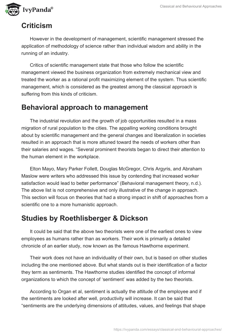 Classical and Behavioural Approaches. Page 4